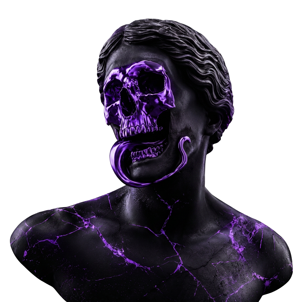 Purple marble skull sculpture — Oscar Graphix craft